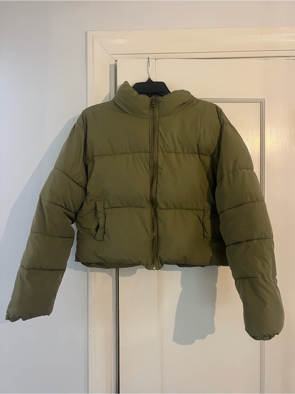 Double Zero Green Cropped Puffer Size Medium